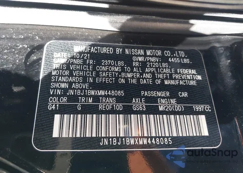 2021 Nissan Rogue Sport Sv Awd Xtronic Cvt из США, поврежденный, VIN JN1BJ1BWXMW448085